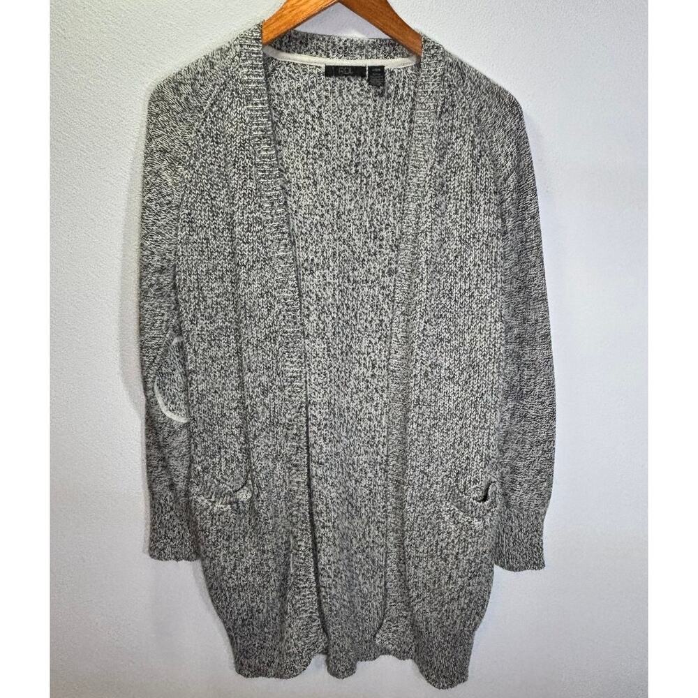 RDI Women’s Large Marled Knit Open Front Cardigan Gray Long Sleeve Pockets